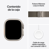 Apple Watch Ultra 3 GPS + Cellular, Reloj prémium para Running y Multideporte con Caja de Titanio Resistente de 49 mm y Pulsera Milanese Loop en Titanio Natural - Talla L.Monitores avanzados de Salud
