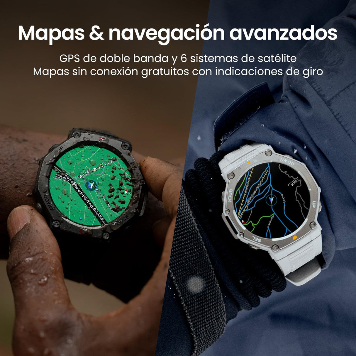 Amazfit T-Rex 3 Outdoor Smartwatch 48mm Pantalla AMOLED, Mapas & Navegación Offline, 6 Sistemas de Satélite GPS Doble Banda, 27 Días de Duración de Batería, Pago NFC, 170 Modo Deportes de Aventura