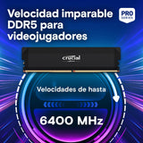 Crucial Pro RAM DDR5 64GB (2x32GB) 6400MHz CL40, Overclocking Gaming, Intel XMP 3.0 / AMD Expo, PC Memoria, Negro - CP2K32G64C40U5B