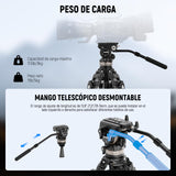 NEEWER 78" Trípode Vídeo de Fibra Carbono con Cabezal Fluido, Trípode de Bloqueo Liberación con 6 Nivel Contrapeso, 4 Nivel Amortiguación de Giro/Inclinación, Placa QR Modo Dual, Máx Carga 18lb, LL55
