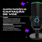 JBL Quantum Stream Studio, Micrófono USB cuádruple para streaming, grabación y gaming, con cuatro patrones de captación de voz y medidor de VU RGB, compatible con JBL QuantumENGINE