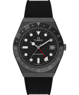 Timex Q - Reloj de 38 mm para hombre, color negro sintético, esfera negra de dos piezas, caja color bronce TW2V38200