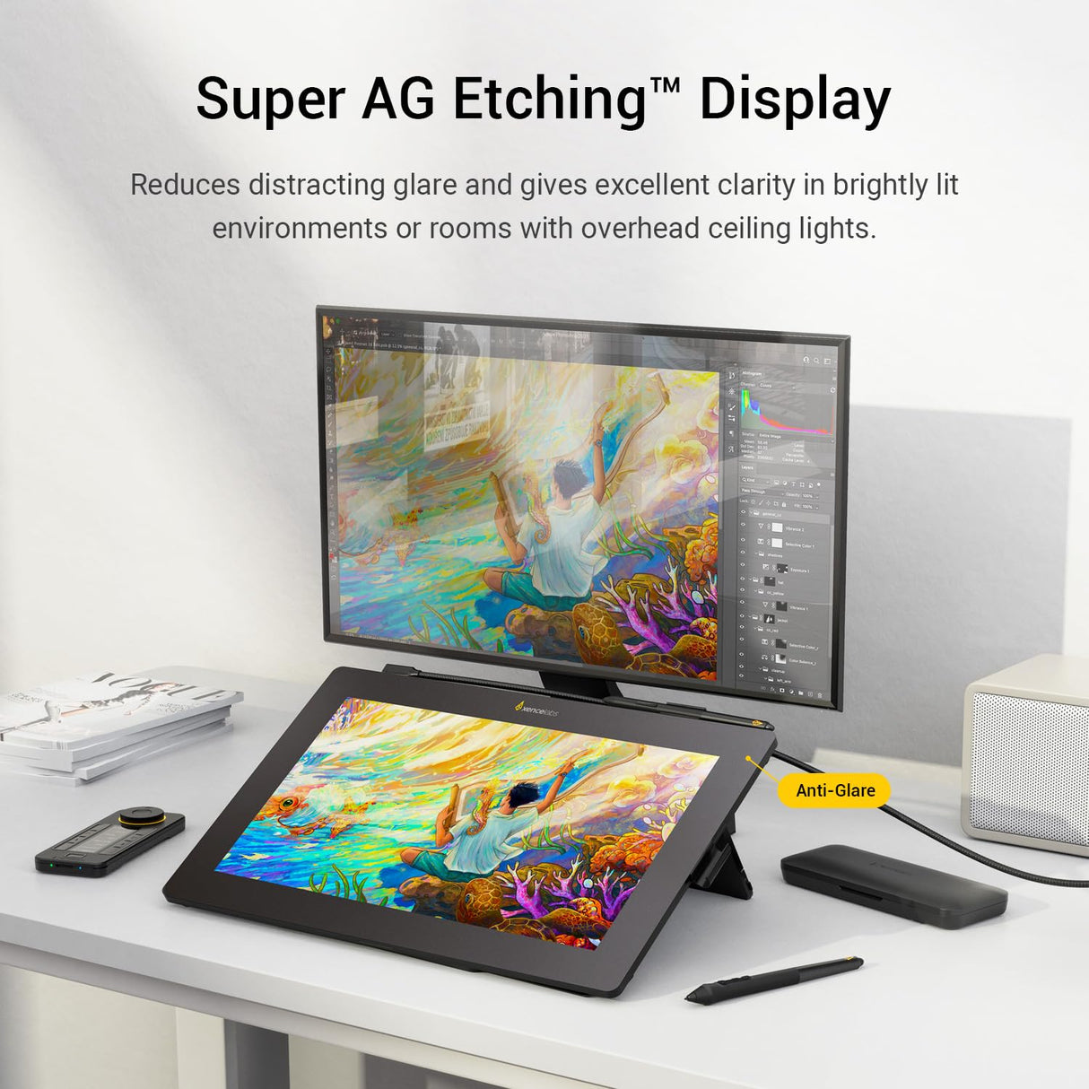 Xencelabs Pen Display 16 Bundle 4K OLED Tableta Gráfica Profesional con Pantalla de 16" con Quick Keys Monitor de Dibujo y 2 Plumas sin Batería para Windows-Arm/Windows/Mac/Linux