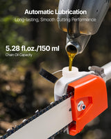 VEVOR Motosierra de Pértiga a Gasolina, Motosierra Inalámbrica de 43 cc y 2 Tiempos con Barra de Corte de 25,4 cm, Tanque de Combustible de 850 ml y Extensible de 2,08-3,58 m para Podar Árboles
