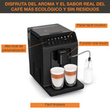 Krups Evidence Eco Design EA897B - Cafetera superautomática 15 bares, 8 programas café, 5 grados de molienda, programa limpieza, indicador cal, molinillo integrado