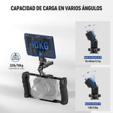 NEEWER Cámara Jaula Universal+Top Handle y Soporte Monitor Cold Shoe, Estabilizador Gimbal Cámara Tipo Arca, 2 Asas, 3/8" para ARRI, Rig Video Compatible con SmallRig Accesorios, CA016T+MA006