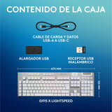 Logitech G G915 X LIGHTSPEED Teclado para gaming inalámbrico de perfil bajo, teclas de PBT de doble moldeado, elegante acabado en aluminio, interruptores táctiles marrones GL,PC/Mac,QWERTY US - Blanco