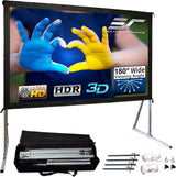 Elite Screens Pantalla de proyector de 120 Pulgadas, Pantallas de Cine para Interiores y Exteriores, Soporte de proyección Plegable portátil Independiente 16:9, Cine en casa, OMS120H2