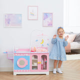 Olivia's Little World Estación de Cambio para Muñecas Bebé 6-en-1, Rosa y Púrpura