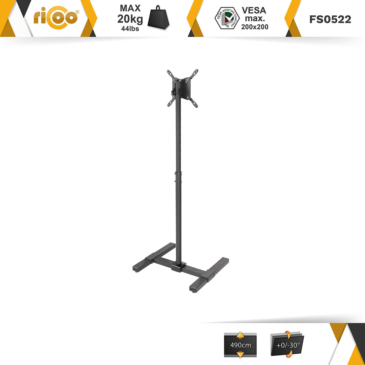 RICOO Soporte TV Base de pie Pedestal Suelo Televisión 13-42" (33–107cm) FS0522 Peana Stand inclinable Televisor LED LCD VESA 75x75-200x200