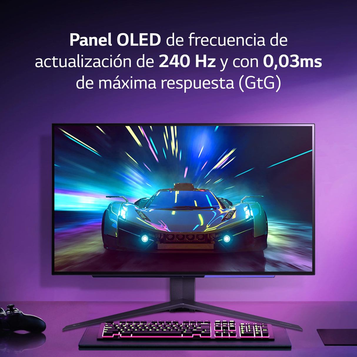 LG 27GR95QE-B - Monitor Ultragear Gaming 27 Pulgadas, OLED: 2560x1400, 16:9, 200cd/m², 1.5M:1, 0.03ms, 240Hz, DCI-P3 superior al 90%, HDR10, HDMI 2.1x2, DPx1, USB-Ax3, AMD FreeSync Premium, Negro