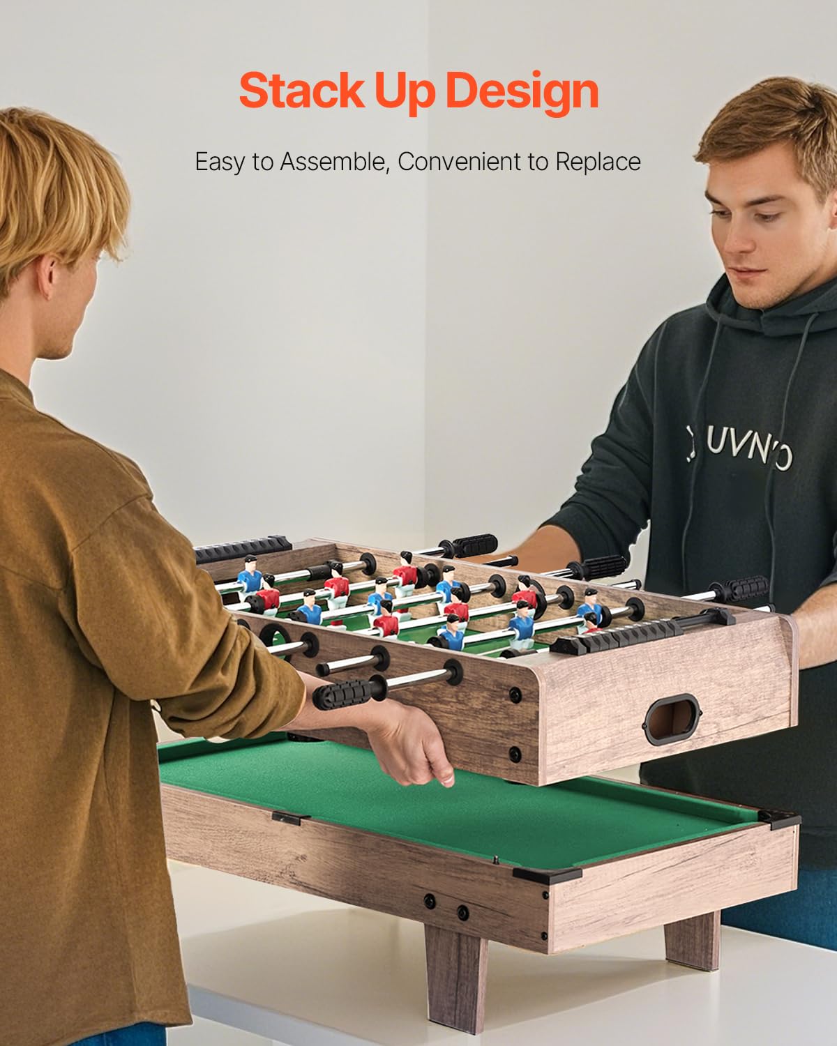 VEVOR Mesa de Juego Combinada 4 en 1 de Hockey de Aire de 82 cm, con Billar, Hockey, Futbolín, Ping Pong, Empujadores y Discos, Mesa de Juegos Deportivos a Niños, Sala de Juegos Familiar, Oficina