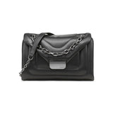 DKNY Kaya Flap Shoulder Bag, Bolso de Hombro Mujeres, Negro y Gris