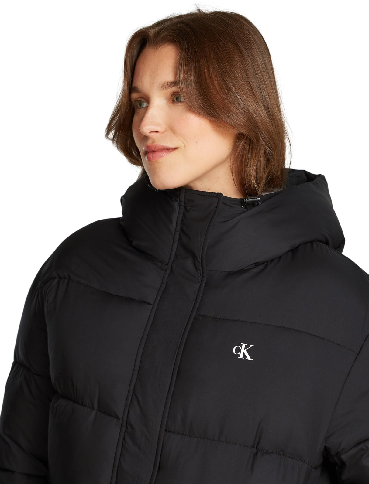Calvin Klein Cazadora acolchada Mujer Short Hooded Puffer con capucha, Negro (Ck Black), XS