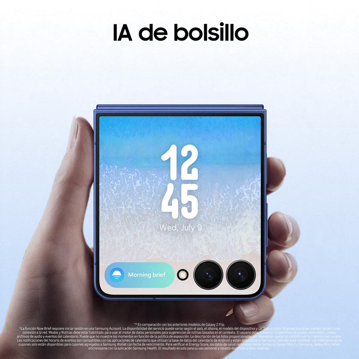 Samsung Galaxy Z Flip7 256GB - Móvil con IA, Diseño Plegable, Pantalla Amplia, Cámara Selfie 50MP, Procesador 3nm, Memoria 12GB, Azul Intenso, Garantía 3 Años + 1 año Extra (Versión Española)