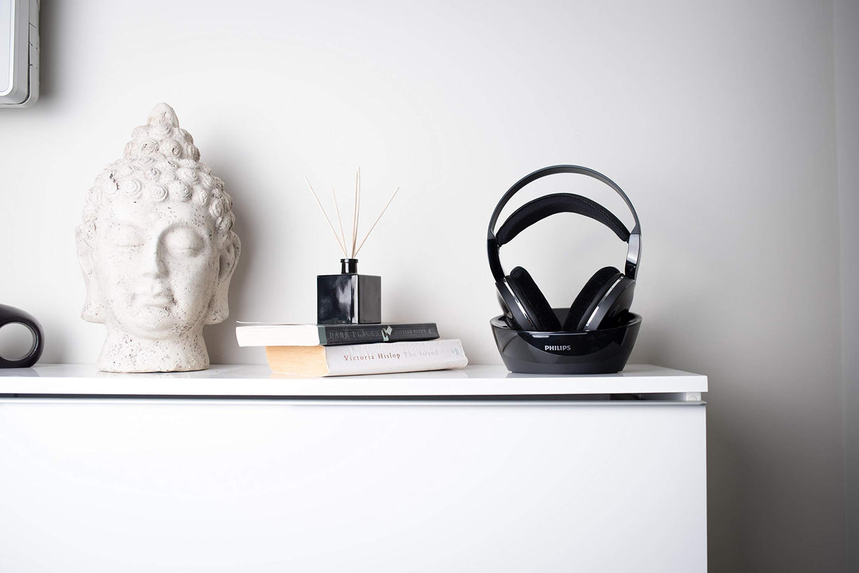 Philips SHD8850/12 - Auriculares para TV con Cargador, circumaurales, Diadema, inalámbricos/alámbricos, 75 dB, Negro