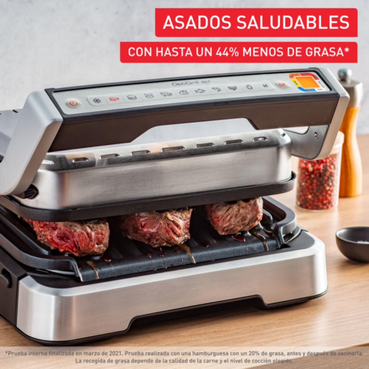 Tefal OptiGrill GC776D10 - Barbacoa de contacto 4 en 1 con bandeja para horno, plegable, 9 programas, indicador de nivel de cocción, parrilla eléctrica, horno