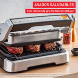 Tefal OptiGrill GC776D10 - Barbacoa de contacto 4 en 1 con bandeja para horno, plegable, 9 programas, indicador de nivel de cocción, parrilla eléctrica, horno