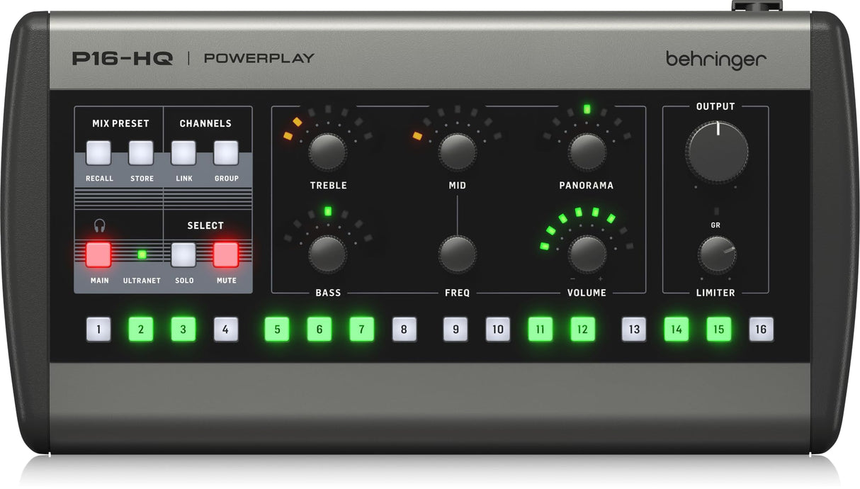 Behringer P16-HQ Channel Mezclador de Monitorización Personal Conversión D/A de Alta Calidad y Control Preciso del Tono
