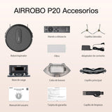 AIRROBO P20 Robot Aspirador, Succión 2800Pa Aspiradora Automática, Limpieza Zig-Za, Autonomía 120 Minutos, Control App/WiFi, para Pelo de Mascotas y Suelos Duros, Equipado con estación de Carga