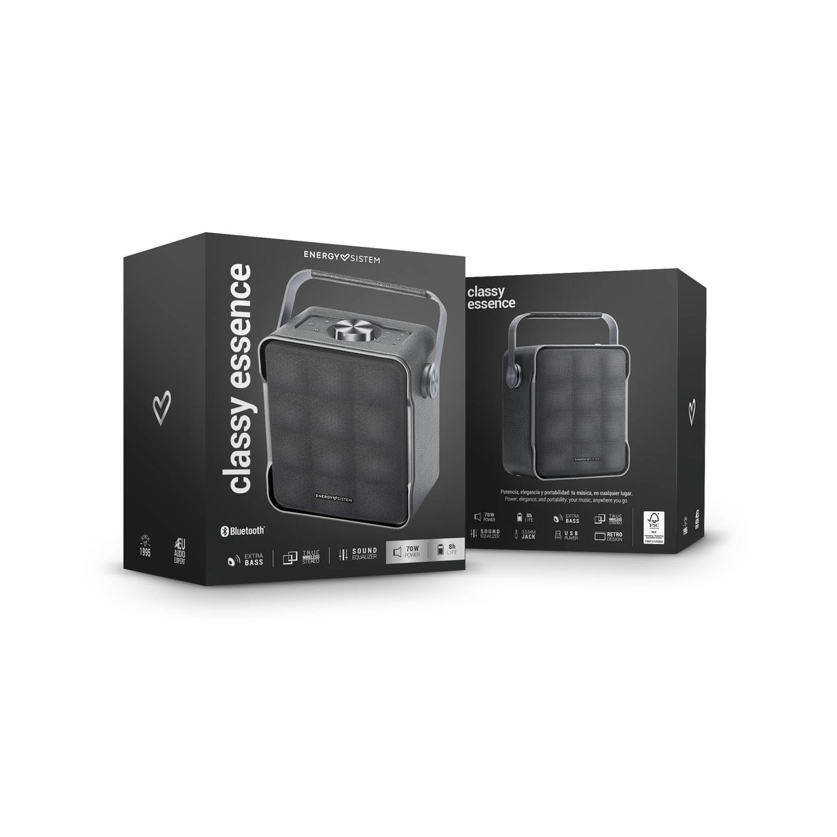 Energy Sistem Classy Essence – Altavoz Bluetooth 70W con True Wireless Stereo, Ecualizador Ajustable, Extra Bass, batería de 8h, USB, MP3, WAV, FLAC, diseño Premium en Aluminio y asa integrada