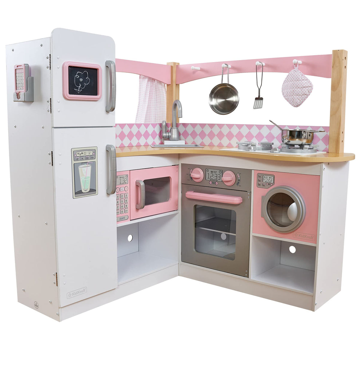 KidKraft Cocina de Juguete Grande Gourmet de Madera con teléfono de Juguete y Accesorios, Set Utensilios de Cocina Infantil, Juguetes niños 3+ años (53185)