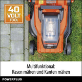 POWDPG75610-40V Power - Cortacésped con batería de doble potencia (420 mm de diámetro, sin batería ni cargador, con soporte de césped y descarga trasera)