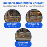 Microondas encastrable Bomann 3en1 con grill y convección,25 L de espacio de cocción, 10 programas automáticos,incl. rejilla grill y plato giratorio (Ø 32 cm),900 vatios,acero inoxidable,MWG 2216 H EB