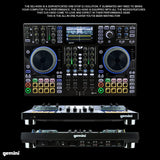 Gemini Sound SDJ-4000 DJ Equipment Console Table con 2 cubiertas, mezclador de audio de 4 canales, ruedas táctiles compatibles y pantalla HD de 7 pulgadas
