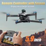 OBEST Drone GPS con Cámara 4K, Mando Distancia con Pantalla UHD 5.9", Dron Plegable con Tarjeta SD, 2 Batería 40Min, Transmisión FPV 5G, RC Cuadricóptero Adultos Estabilizador Seguimiento