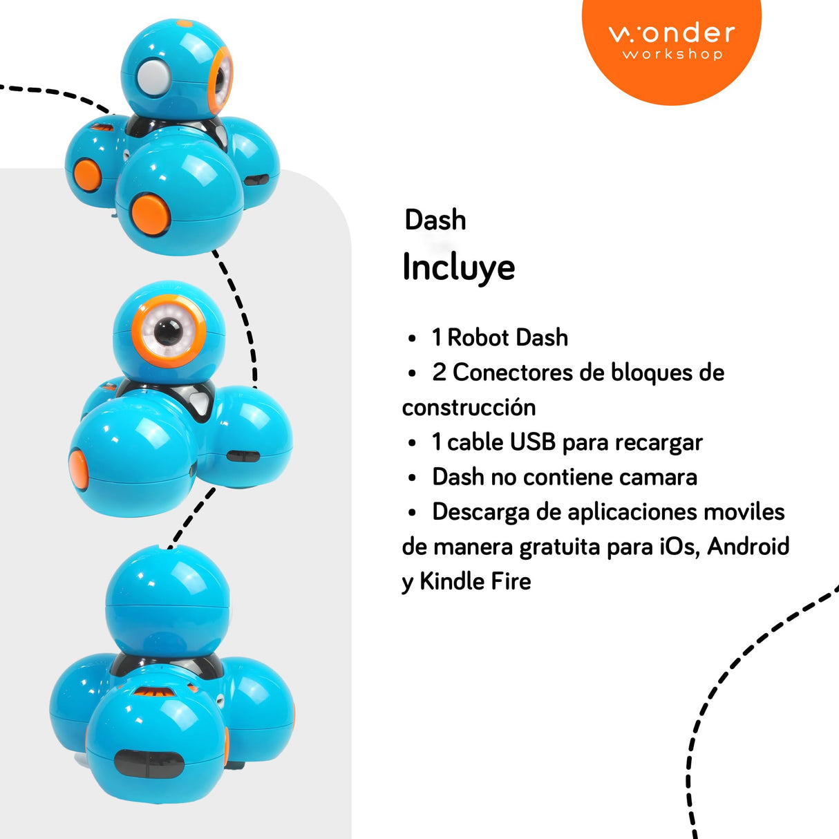 Wonder Workshop Dash Robot - Robots Inteligentes para Niños, juguete, Color azul