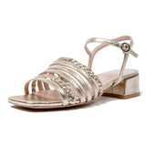 L37 HANDMADE SHOES Love To The World, Sandalia de tacón Mujer, Dorado, 37 EU