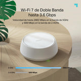 TP-Link Deco BE3600 (2-Pack) – WiFi 7 Mesh tribanda hasta 6.6 Gbps, Amplia Cobertura para Toda la casa, Puerto 2.5G, Ideal para Streaming 8K, Juegos y conexión Estable con AI Mesh