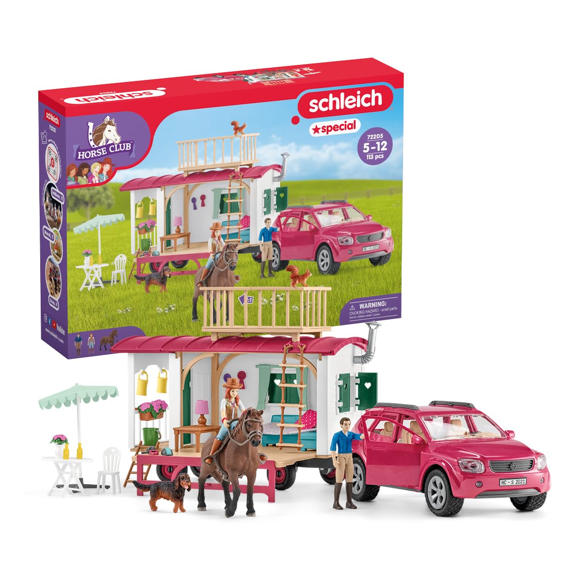 Schleich 72205 Acampada con la Caravana, a Partir de 5 años, Horse Club - playset, 73 x 23 x 23 cm