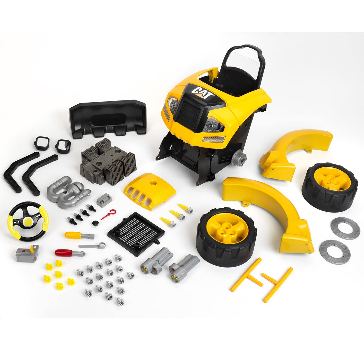 Theo Klein 3206 Motor de camión CAT, Bloque de motor con funciones de reparación instructivas, Faros y bocina a pilas, Dimensiones: 44 cm x 40 cm x 52 cm, Juguetes para niños a partir de 3 años