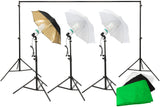 Bresser Fotostudio BR-2120 - Set de luz de día y Fondo (1600 W, con Sistema de Fondo, lámparas, trípode y Paraguas)