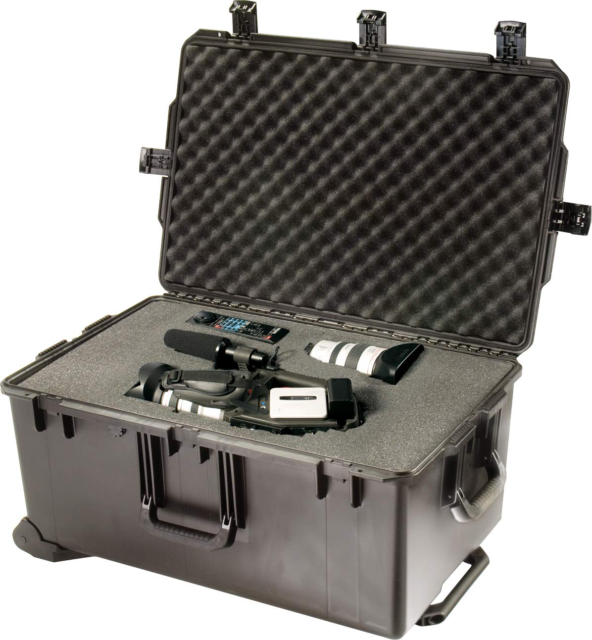 PELI Storm IM2975 Maleta de transporte grande con ruedas y asa telescópica para equipos electrónicos, resistente al agua, 118L de capacidad, fabricada en EE.UU., con espuma personalizable, color negro