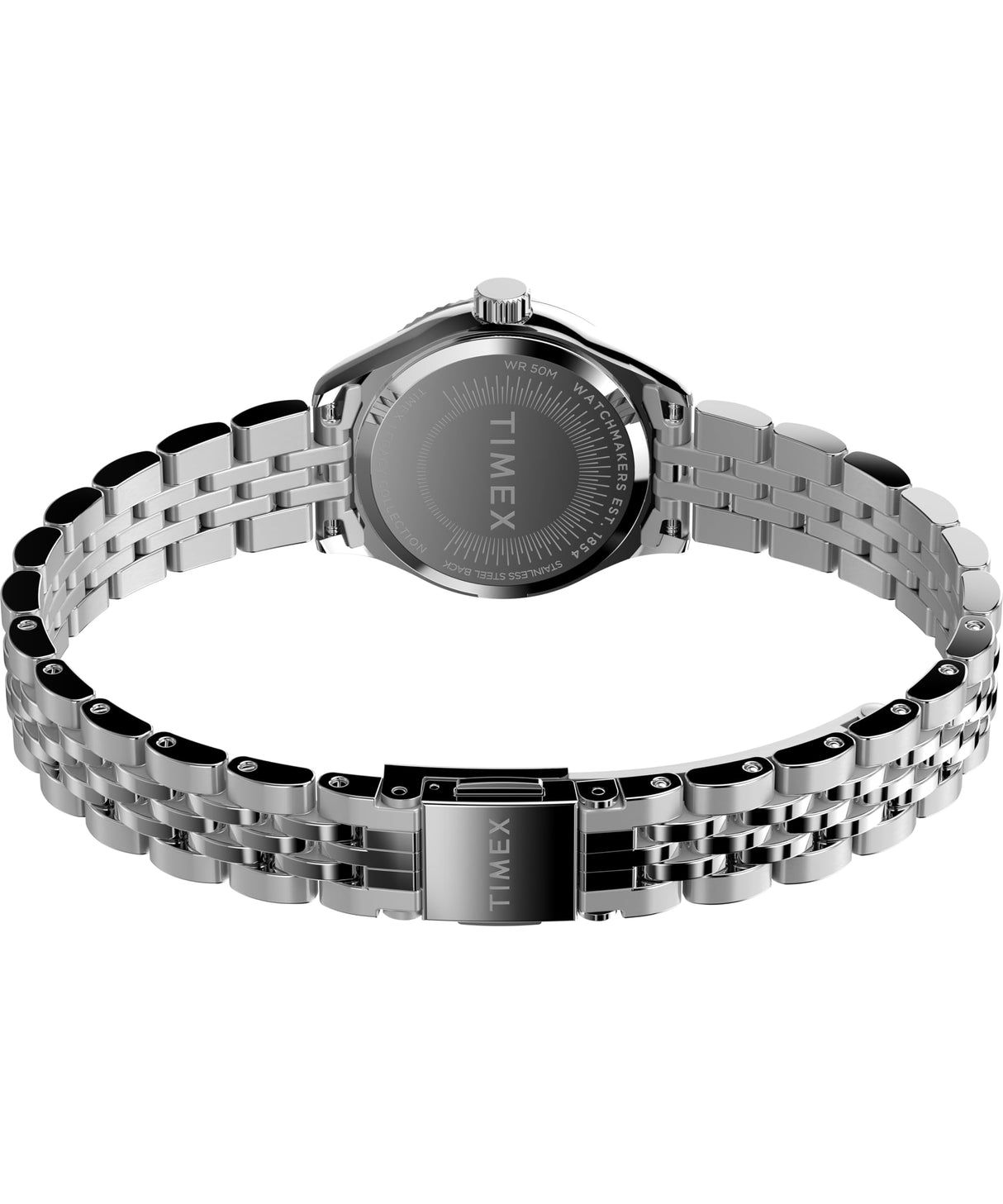 Timex Trend TW2W90700 - Reloj de Mujer 25 mm, Brazalete de Acero Inoxidable en Tono Plateado, Esfera Azul y Caja en Tono Plateado
