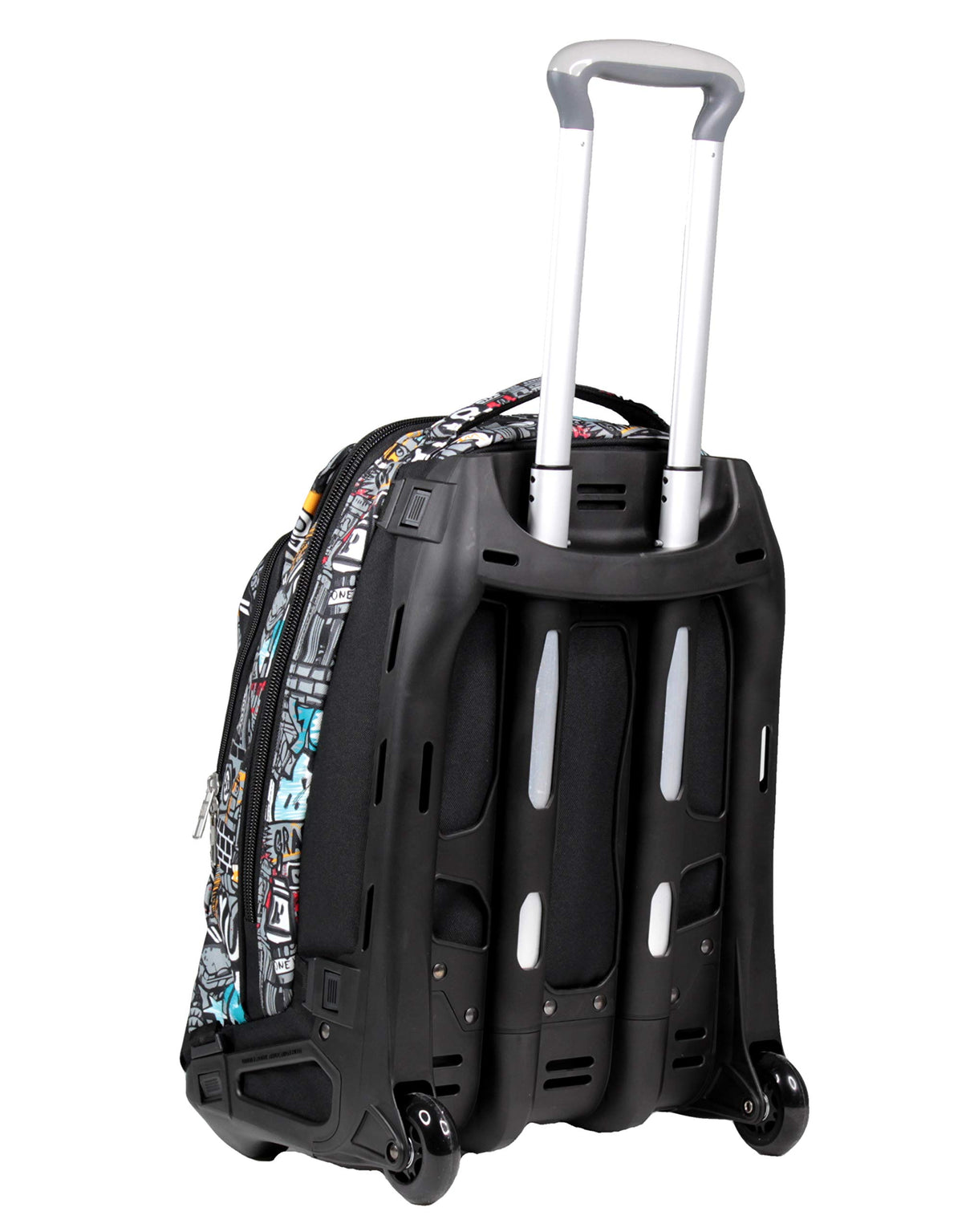 Yub Mochila con Ruedas Trolley Tech YUB Graffiti, Negro - Mochila 3 en 1, Mochila Escolar con Carro - Bolso Escolar Niños, Niñas, Adolescentes - Bolsillo Frontal con Organizador