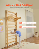 VEVOR Interior de Madera Maciza Niveles, Escalera de Escalada Carga de 99,8 kg, Gimnasia con Barra de Dominadas para Niños y Adultos, Color (10-Level Solid Wood Indoor Jungle Gym)