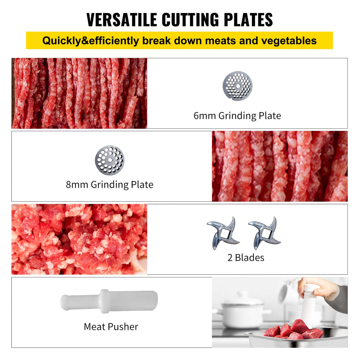 SucceBuy - Picadora de carne eléctrica (acero inoxidable, 220 V, perfecta para jamón, salchichas especializadas de cocina (90800)