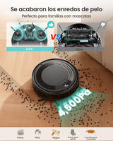LEFANT Robot aspirador M310, 4500 Pa, superdelgado, con prevención precisa de obstáculos, tiempo de funcionamiento de 180 minutos, filtro HEPA, aspiradora robot WiFi para pelo de animales, alfombras y