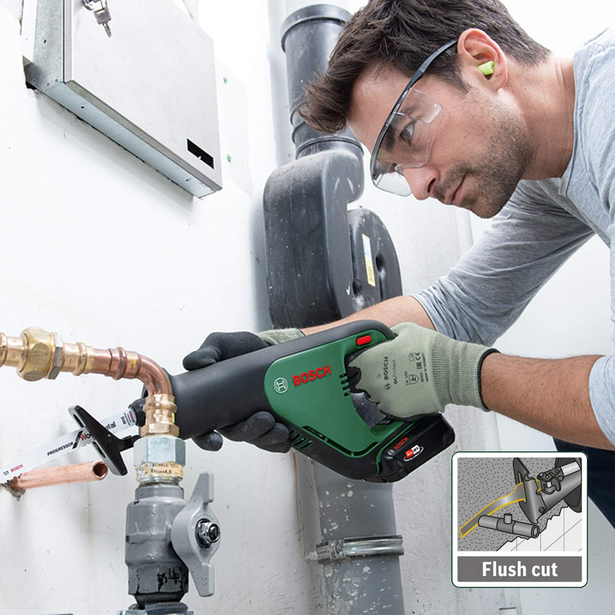 Bosch Home and Garden sierra sable a batería AdvancedRecip 18 (1 batería 2,5Ah, sistema de 18 V, en caja) Forrest Green