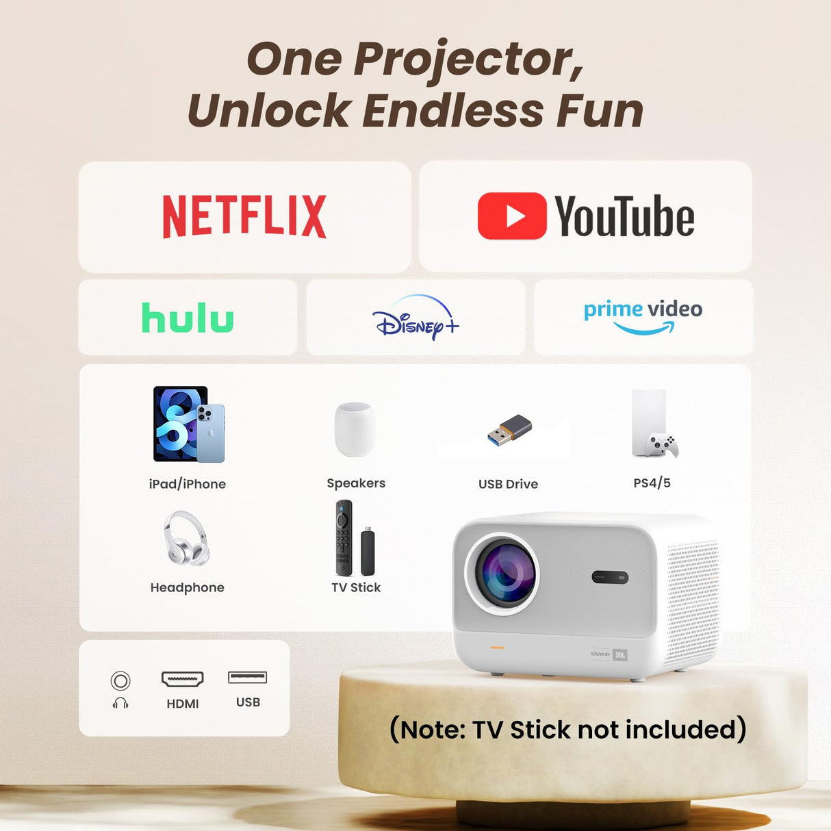 Yaber L2s Proyector Portátil con WiFi y Bluetooth para Exteriores