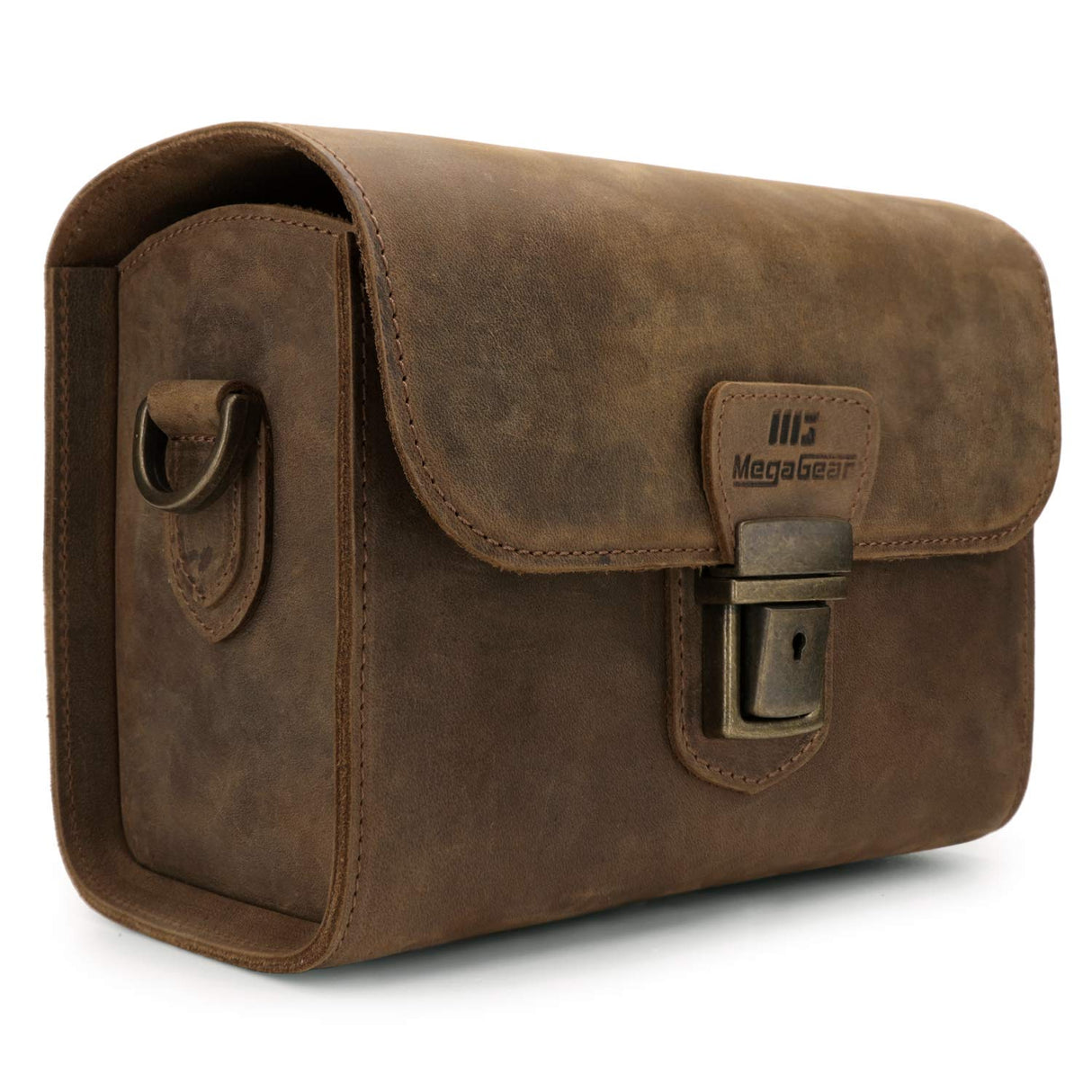 MegaGear Pebble MG1724 - Bolso Bandolera de Piel para cámaras réflex Digitales y sin Espejo, Color Canela