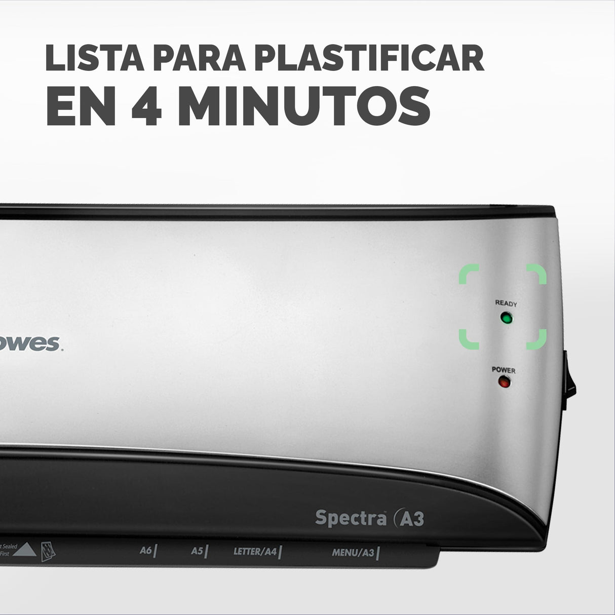 Fellowes Spectra A3 - Plastificadora de documentos, 80-125 micras, para uso ocasional, libre de atascos, color negro y plateado, 10 fundas de plastificar gratis