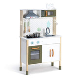 ROBUD Cocina Infantil de Madera con luz y Sonido, Juegos de Juguetes de Cocina para niños, Accesorios, Campana extractora, Horno microondas, para niños pequeños a Partir de 3 años