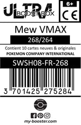 Mew VMAX 268/264 - Poing de Fusion ARC en Cielo Secreto – Myboost X Espada y Escudo 8 – Juego de 10 Cartas Pokémon francesas