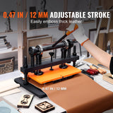 VEVOR Máquina Cortadora de Cuero 360x260 mm Capacidad de Carga de 1,5 T Prensa Troqueladora Manual Carrera Ajustable 12 mm Perforadora Manual para Cuero Papel Espuma Plástico Caucho Varios Materiales