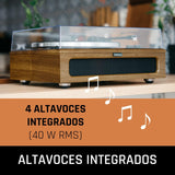 Lenco Tocadiscos LS-410 - Tocadiscos Bluetooth - Altavoces Integrados de 40 W RMS - Tracción por Correa - Preamplificador - Salida RCA y Entrada AUX - Madera LS-410WA Marrón